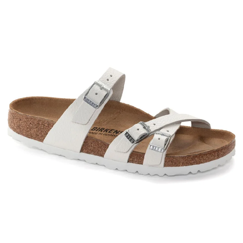 sandals for wide feet-Birkenstock Franca Natural Leather White 1024395