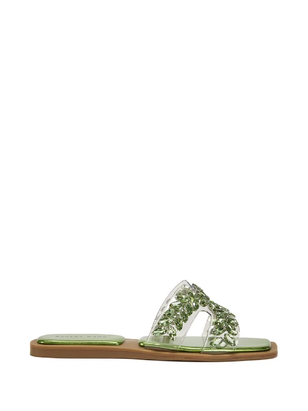 luxury sandals with jewels-FALKEN-GREEN FLAT SANDAL