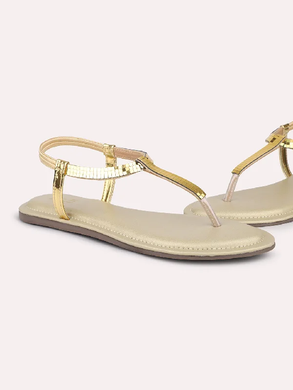 flats near coworking spaces-Women Gold Embellished Open Toe Flats