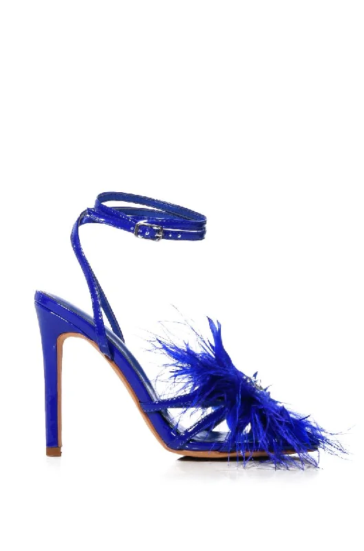 best sandals for casual-SANTOS-BLUE FEATHER STILETTO SANDAL