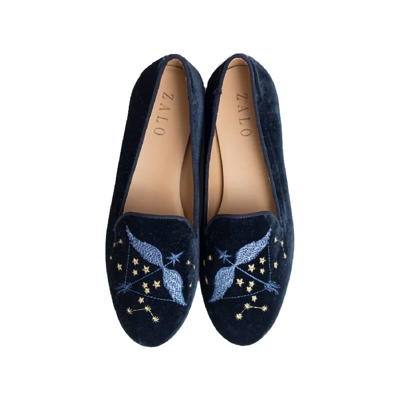 stripe bold slippers-Sagittarius Slipper In Sapphire