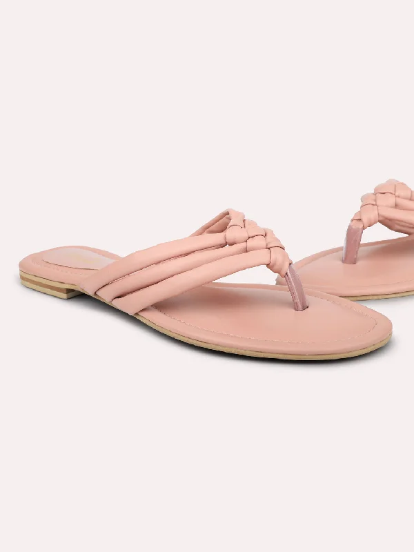 comfortable flats for work-Women Pink Open Toe Flats