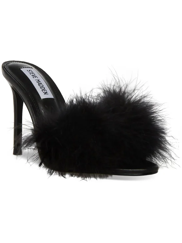 affordable party high heels-Spin Womens Feathers Slip On Heels