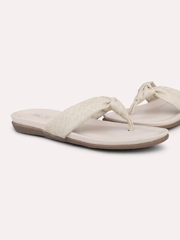 flats near dining options-Women Beige Textured Open Toe Flats