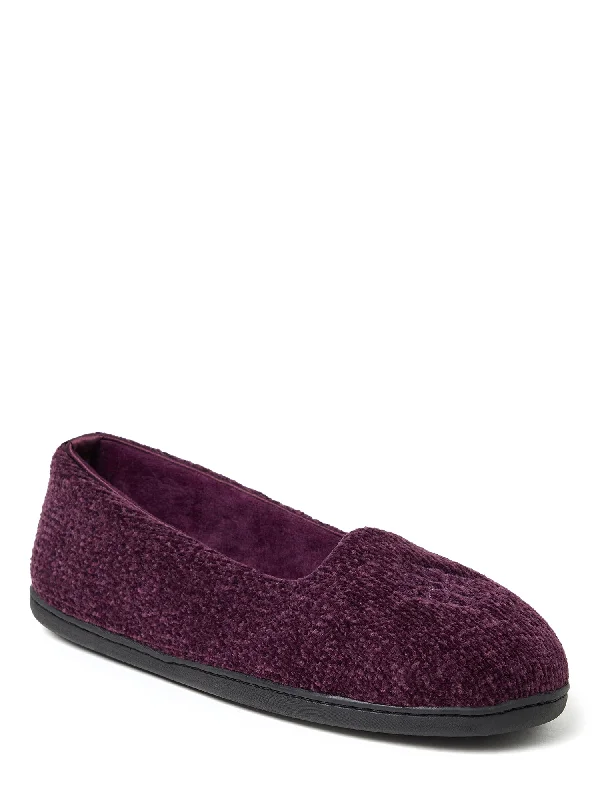 foam padded slippers-Dearfoams Womens Rebecca Chenille Closed Back