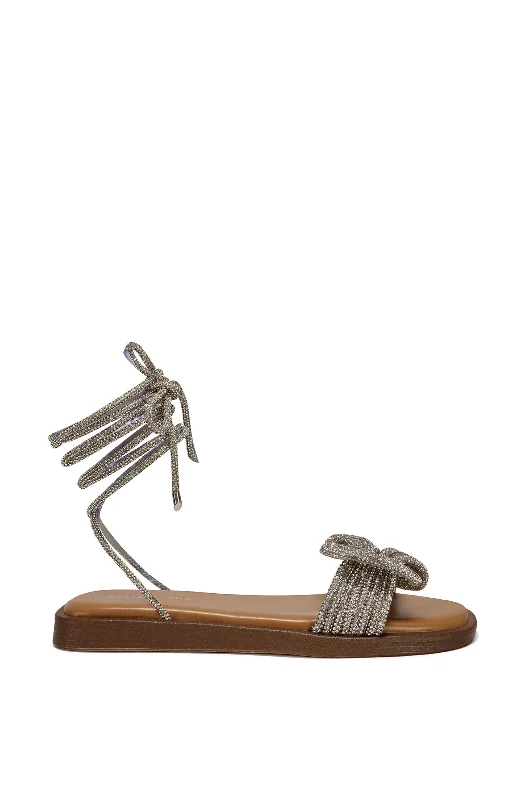 sandals near luxury malls-PETALED-SILVER FLAT SANDAL