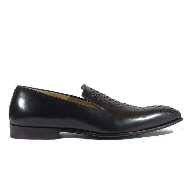 Loafers with perfect fit-Cesare Paciotti Luxury Italian Italian Men's Designer Shoes Magic Baby Black Leather Loafers (CPM2653)