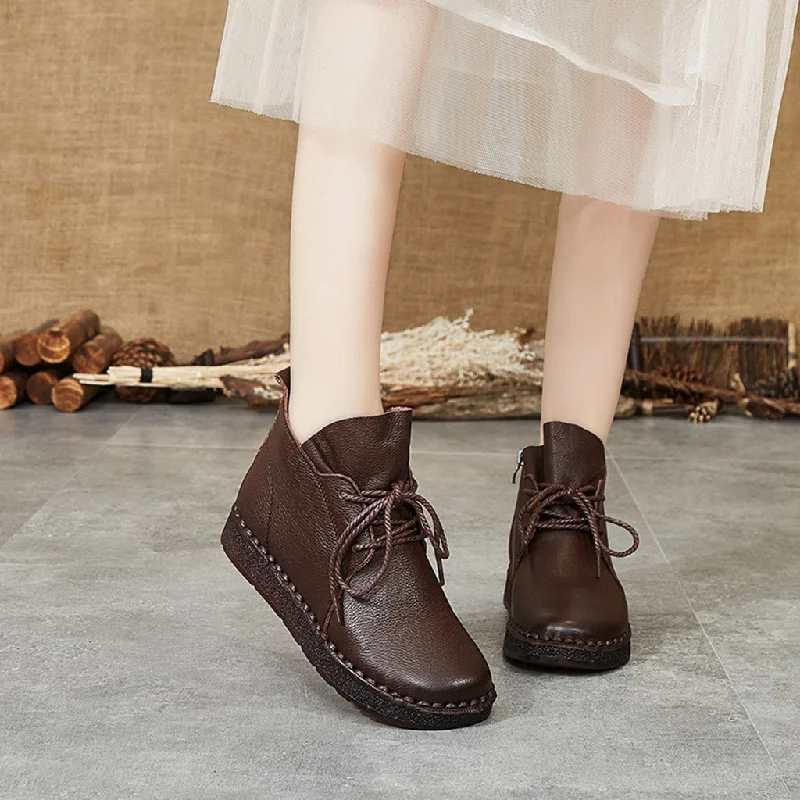 Leather Handmade Retro Short Women's Boots | Gift Shoes