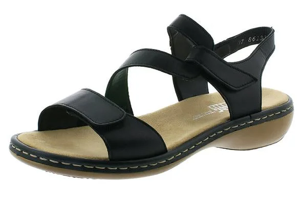 sandals with ergonomic design-Rieker 659C7-00 Black