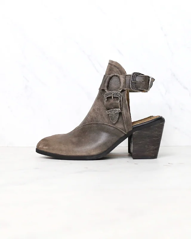 dressy sandal high heels-Sbicca - Scorpi Western Inspired Ankle Heeled Mule in Charcoal