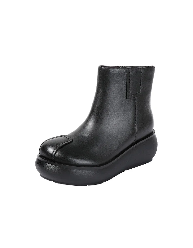 Boots for cold breeze-Round Head Handmade Retro Comfortable Wedge Boots