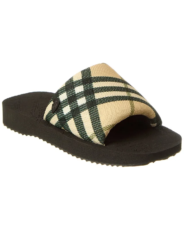 women’s trendy slippers-Burberry Check Trek Slide