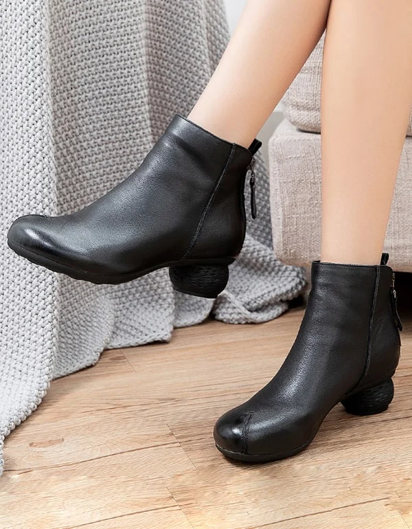 Boots with padded rush-Comfortable Retro Chunky Heels Womens Boots