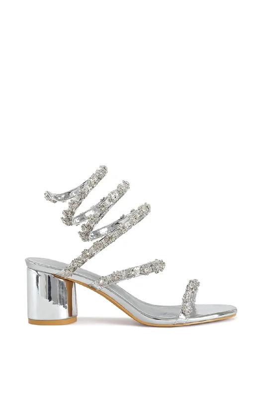 sandals in neutral tones-EMILIANO-SILVER WRAP BLOCK SANDAL