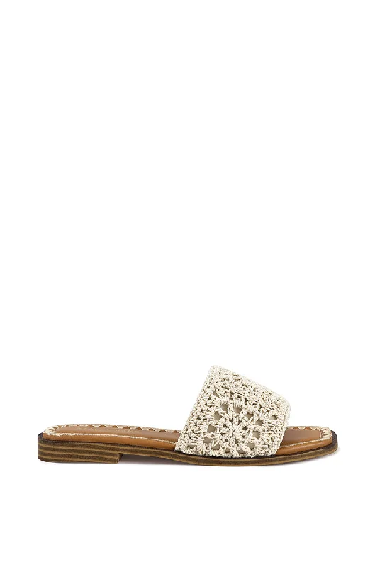 sandals investment pieces-ALECANDRA-CREAM FLAT SANDAL