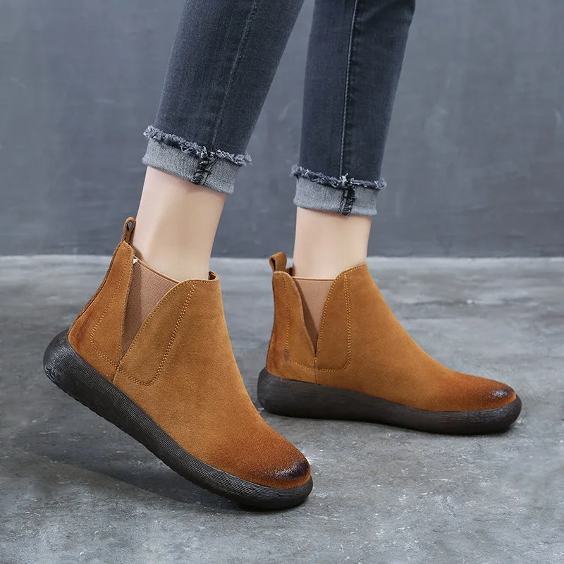 Boots for snow shoveling-Spring Soft Bottom Women's Chelsea Boots 34-43