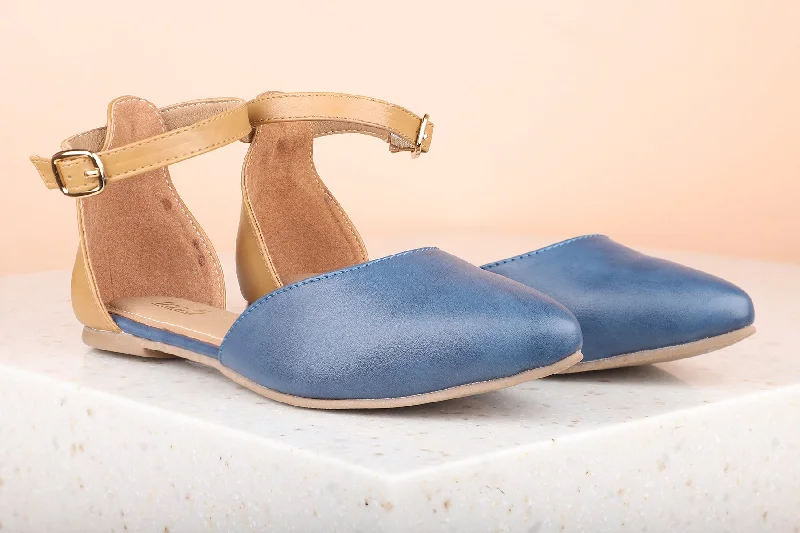 flats near local markets-Women Navy Blue Mules Flats