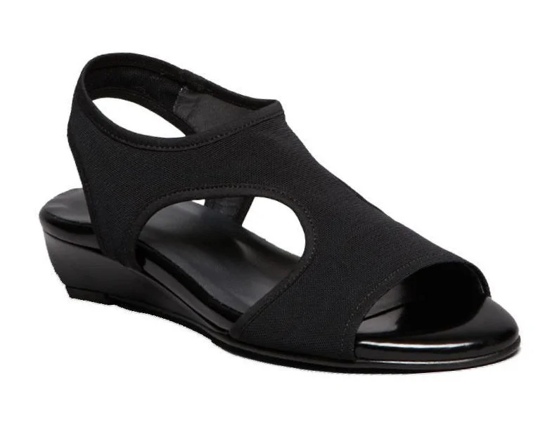 sandals with spacious soles-Stuart Weitzman Giver Black Stretch