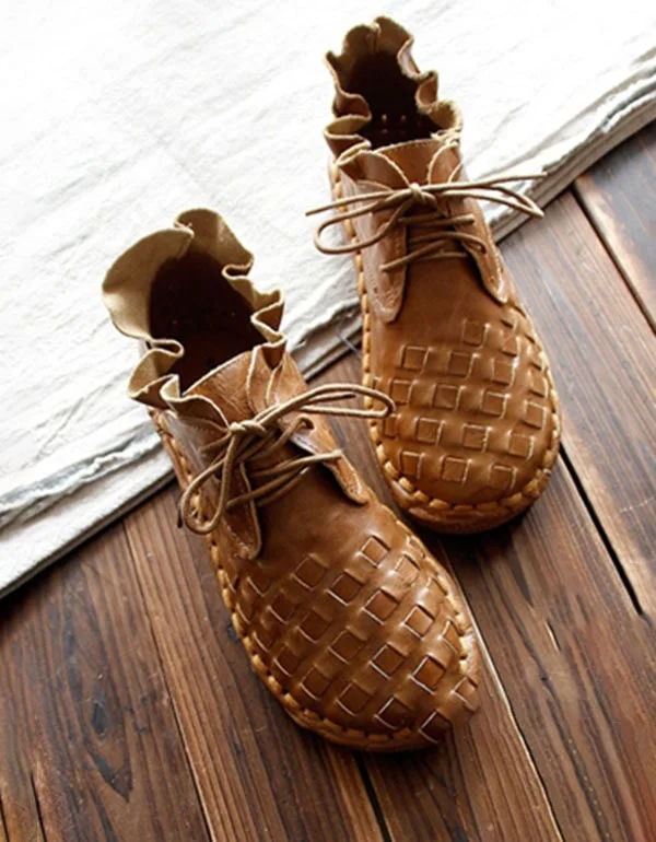 Boots with soft breeze-Spring Handmade Woven Retro Leather Boots