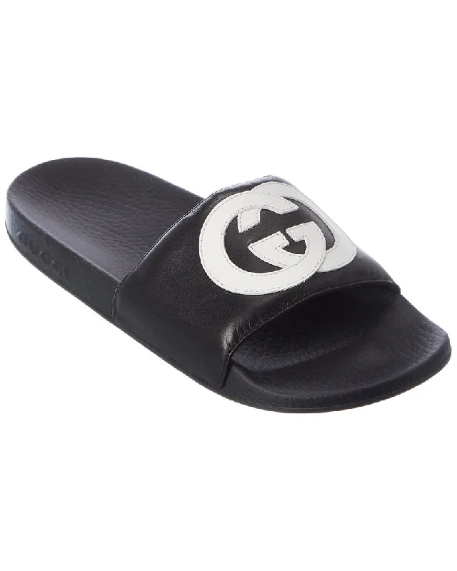 cotton pure slippers-Gucci Interlocking G Leather Slide