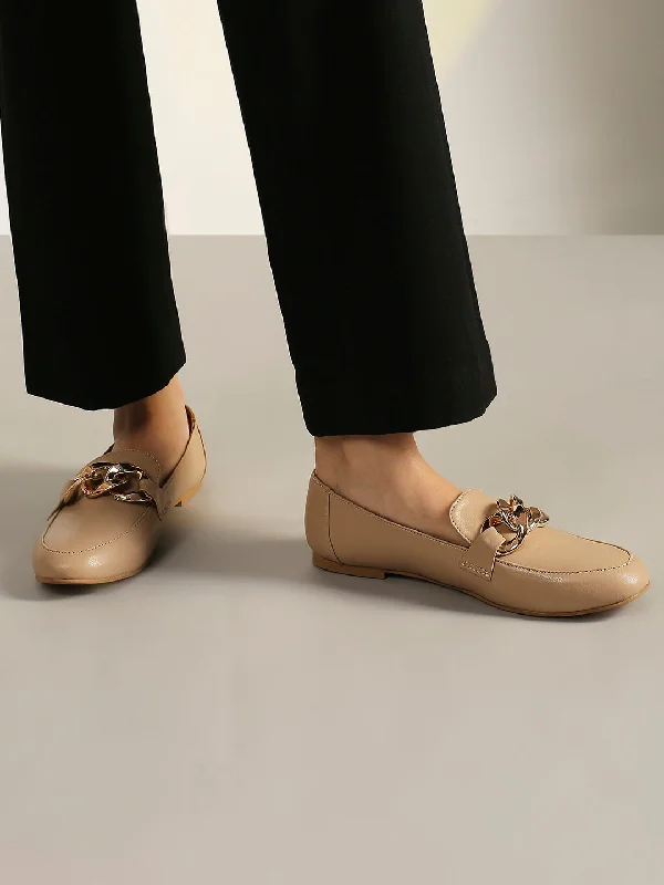 flats near hiking trails-Women Beige Flats Ballerinas