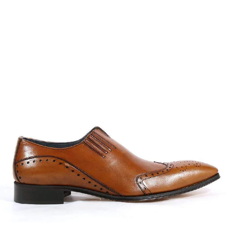 Loafers for late-night walks-Duca Italian Men's Designer Shoes Brown Leather Loafers (DS1000)