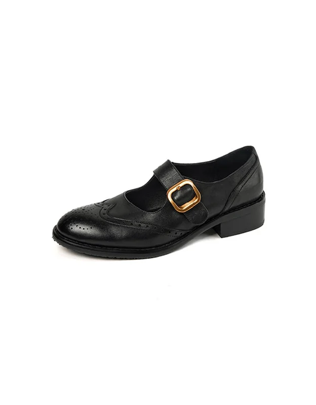 Mary Jane shoe with cute comfortGenuine Leather Vintage Brogue Style Mary Jane Shoes