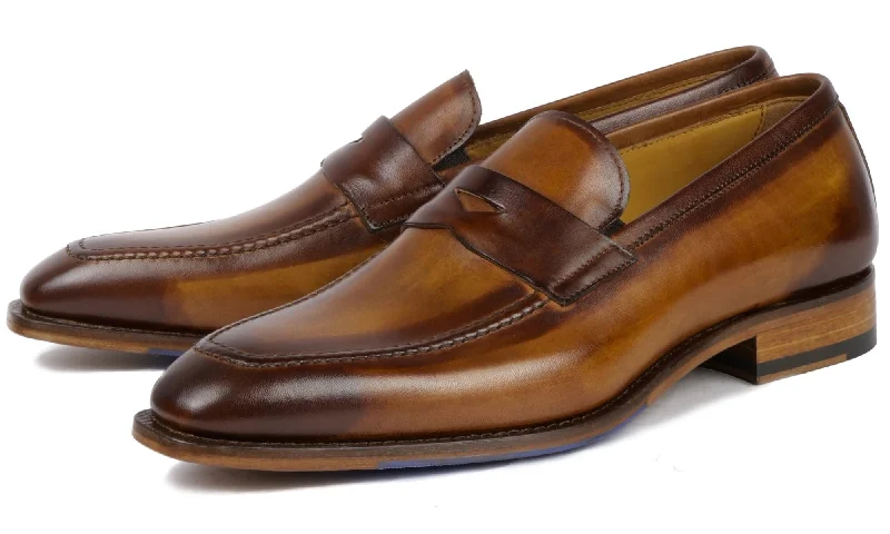 Loafers with breathable lining-Hampton Penny Loafer Tan