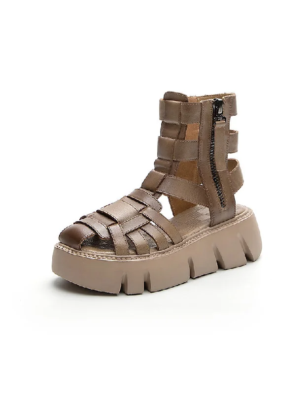 Boots for rainy days-Summer Close Toe Plaform Strappy Sandals Boots