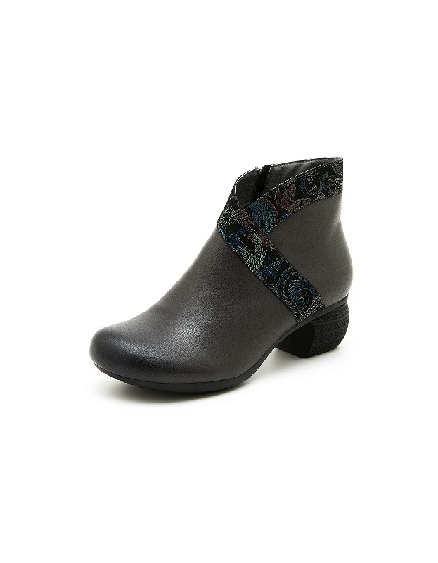 Boots for outdoor jolt-Oriental Style Retro Leather Chunky Boots