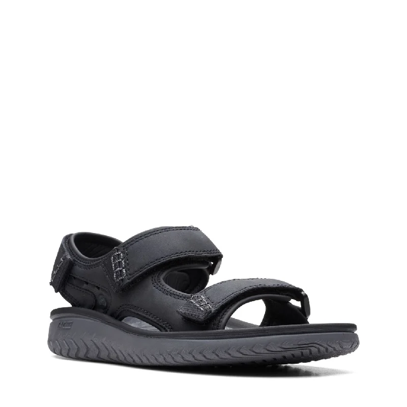 sandals near entertainment hubs-Clarks Wesley Bay Black 26165205 Mens