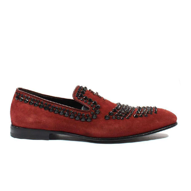 Loafers for morning commutes-Cesare Paciotti Luxury Italian Men's Designer Shoes Kid Suede Melanzana Bordeaux Suede Loafers (CPM2501)