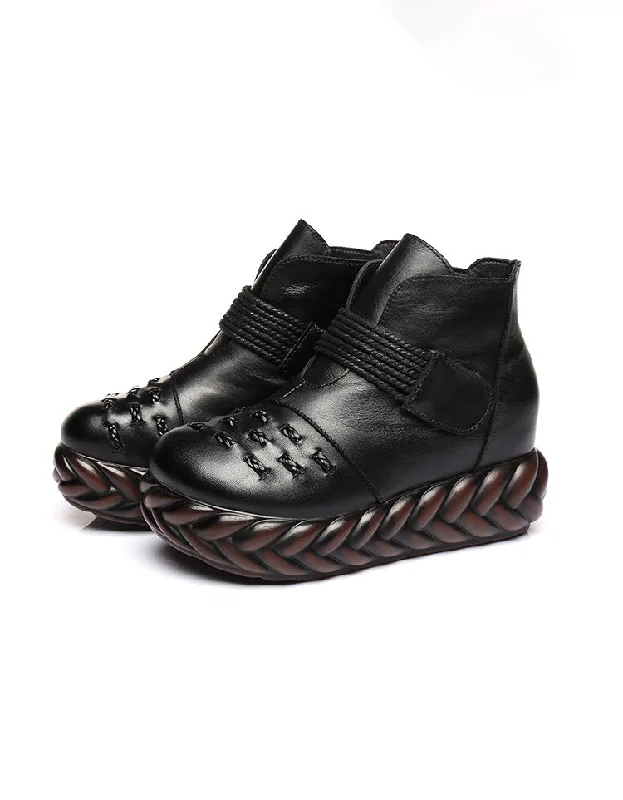 Boots with eco-friendly float-Front Woven Retro Platform Boots