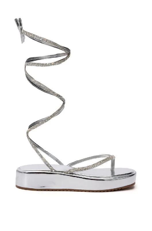 stylish sandals for men-IRVINE-SILVER WRAP FLATFORM SANDAL