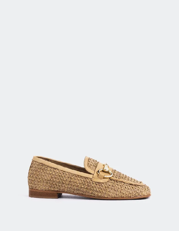 Loafers with sleek charm-Fayette Camel Raffia