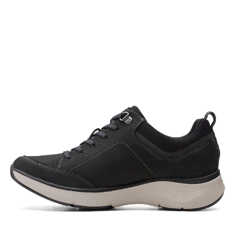 Athletic shoes with durable comfort -Clarks Wave 2.0 Lace Blk 52381 Wos Waterproof