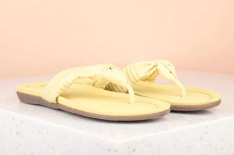 cozy flats for couples-Women Yellow Textured Open Toe Flats