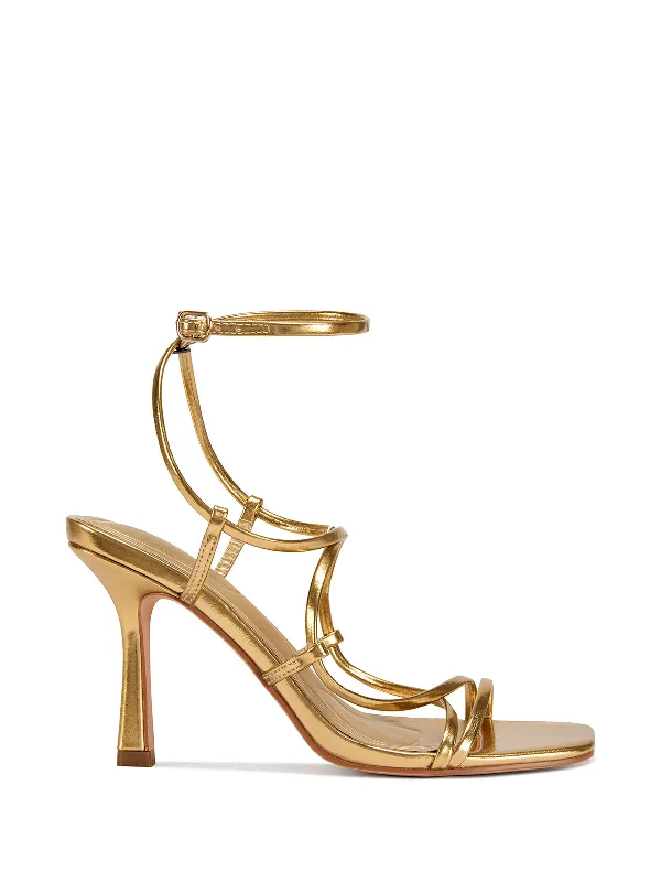 sandals near fashion stores-KAYLIN-GOLD WRAP STILETTO SANDAL