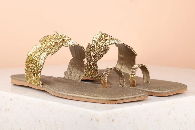 how to redesign flats-Women Antique Embellished One Toe Flats