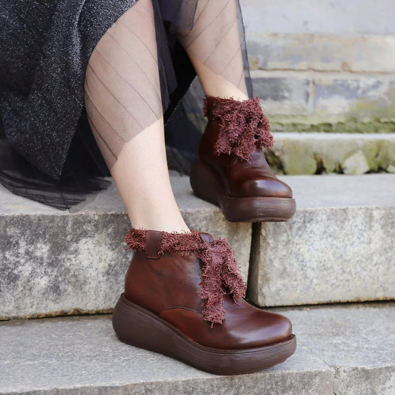 Boots with cushioned heel-Wedge Waterproof Women's Retro Boots | Gift Shoes