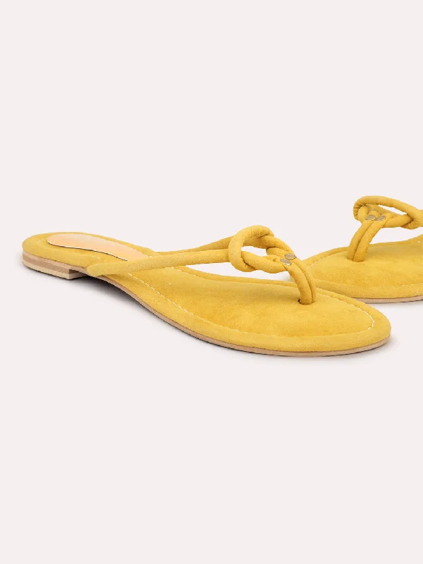 Women Yellow Open Toe Flats