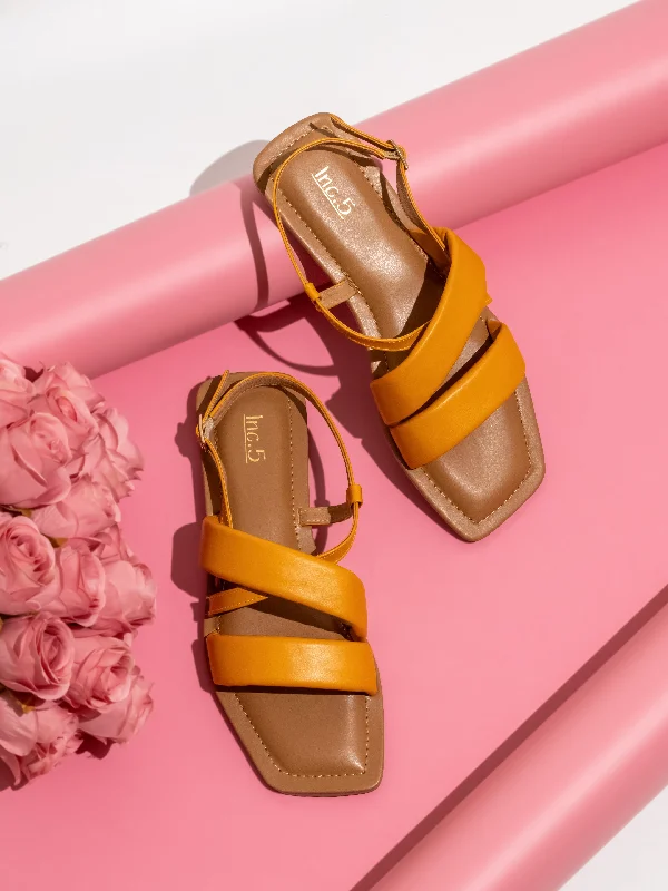 how to secure flats-Women Mustard Solid Open Toe Flats