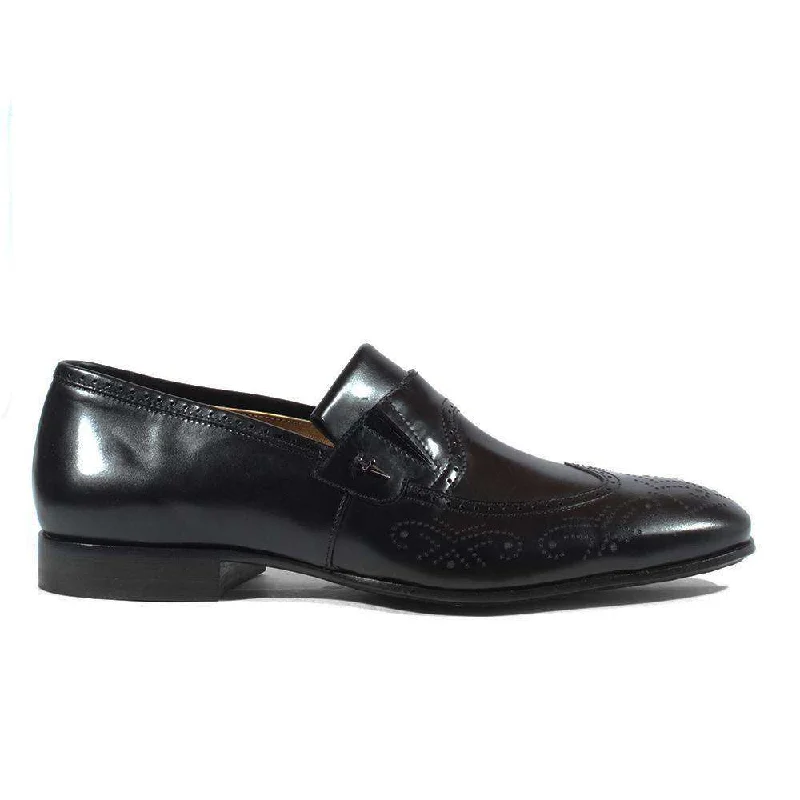 Loafers for warm evenings-Cesare Paciotti Luxury Italian Italian Men's Designer Shoes Magic Baby Black Leather Loafers (CPM2613)