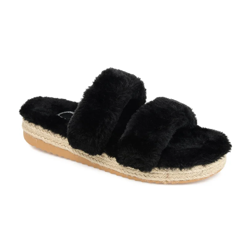 grip water slippers-Journee Collection Women's Faux Fur Relaxx Slipper