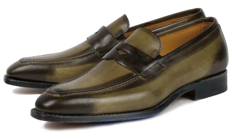 Sophisticated loafers for dinners-Hampton Penny Loafer Olive Green