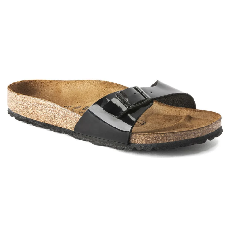 trendy sandals for pros-Birkenstock Madrid BF Patent Black Narrow 040303