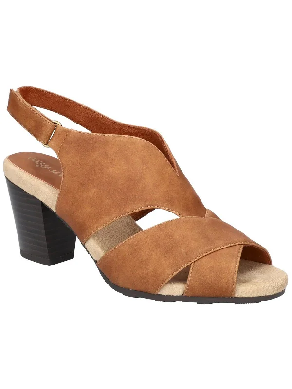 cushioned nude high heels-Annette Womens Faux Leather Block Heel Heels