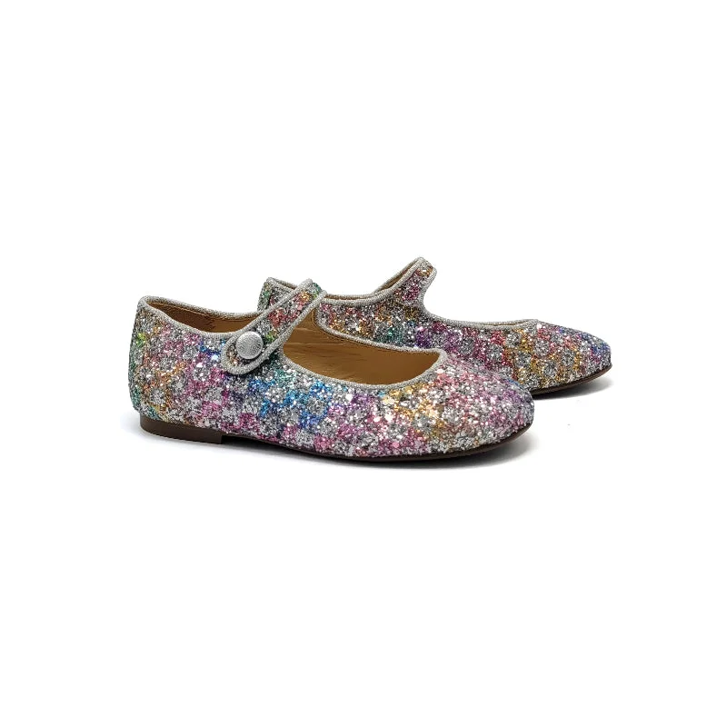 Mary Jane shoe with sleek upperBrunellis Rainbow Checkered Glitter Mary Jane S-21