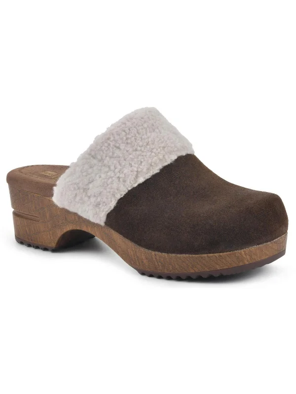 tiger kids’ slippers-Bonus Womens Suede Faux Fur Clogs