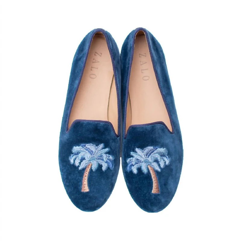 fuzzy men’s slippers-Palm Tree Slipper In Blue Smoke